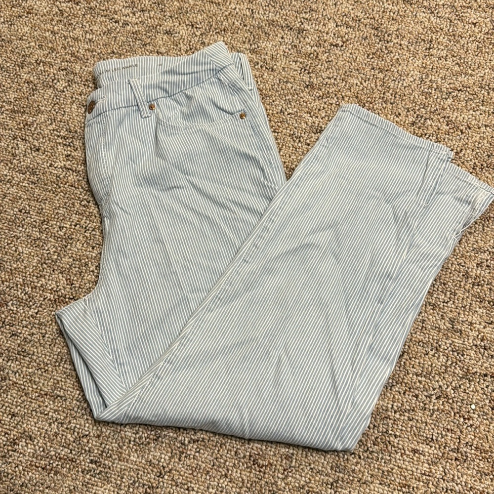 Chicos blue and white stripe so slimming girlfriend slim leg ankle pants…